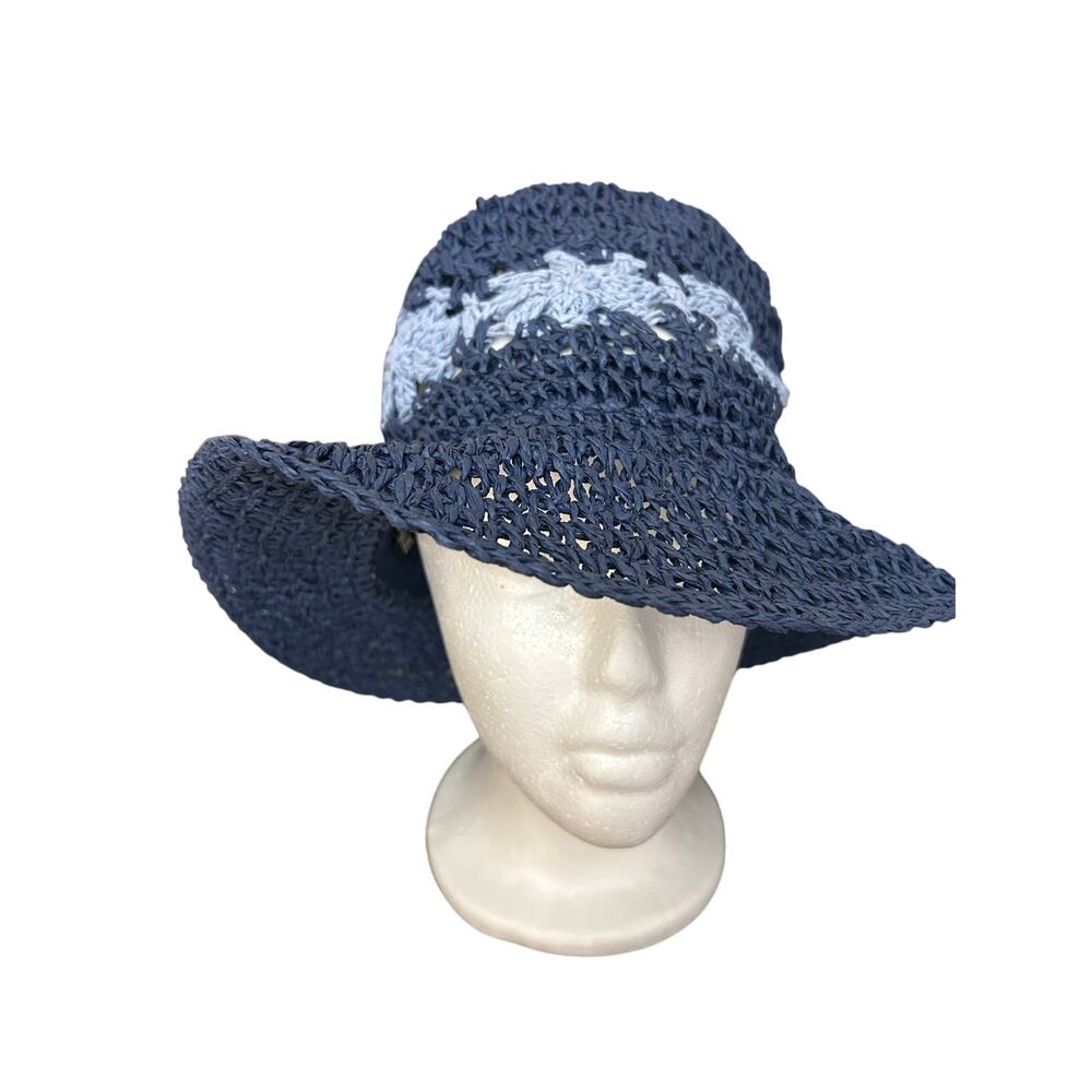 NWT Paper‎ Yarn Packable Sun Bucket Hat Navy OS